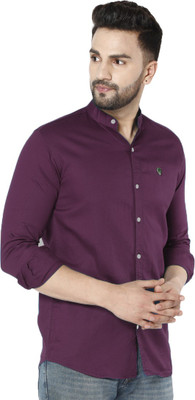 FUBAR Men Solid Casual Purple Shirt