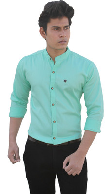 FUBAR Men Solid Casual Light Green Shirt