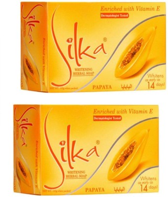 SILKA Herbal papaya Enriched Soap For Anti Wrinkle And Skin glow(Pack Of 2)(2 x 135 g)