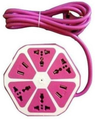 RACRO 87P_USB-BOARD 4 USB 2.1Amp charging point Universal Hexagon Socket Extension board with 4 Port USB Hub 8  Socket Extension Boards(Multicolor, 1.8 m, With USB Port)