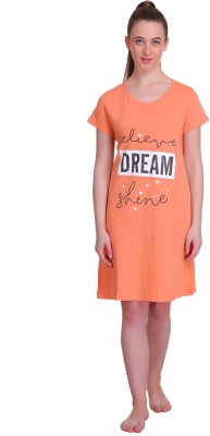 TT Typography Women Round Neck Orange T-Shirt