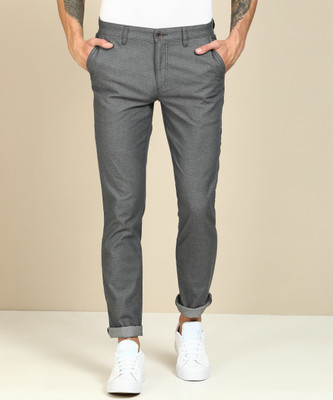John Players Slim Fit Men Grey Trousers