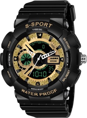Piaoma BS9090-5 Analog-Digital Military Black Sports Waterproof Watch Analog-Digital Watch  - For Men