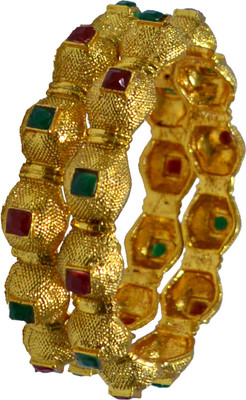 Jewels Kafe Alloy Gold-plated Bangle Set(Pack of 2)