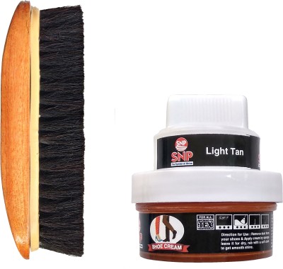 SNP Horse Hair Brush + Shoe Cream Tan (Pack of 2) Shoe Care Kit(60 ml, Tan)