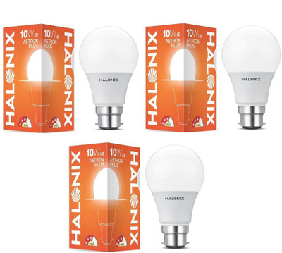 HALONIX 10 W Basic Round B22 LED Bulb(White, Pack of 3)