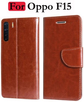 Wynhard Flip Cover for OPPO F15(Brown, Shock Proof, Pack of: 1)