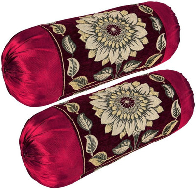 Outlay Home Chenille Bolsters Cover(40 cm*25 cm, Pack of 2, Maroon)