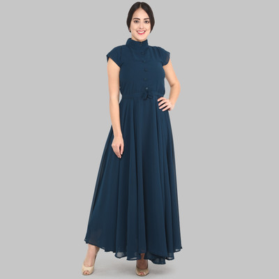 Marziyaa Flared/A-line Gown(Dark Blue)