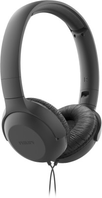 PHILIPS TAUH201 On Ear Wired Headphones with Mic, Lightweight, Echo Cancellation Wired Headset(Black, On the Ear)