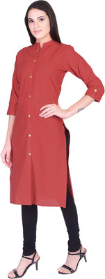 GREYSHADE Women Solid Straight Kurta(Red)