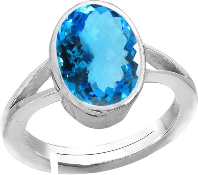 SHYAMKRIPA GEMS 11.25 Carat Unheated and Untreated A+ Quality Blue Topaz Silver Plated Ring Natural Original Certified Blue Topaz Oval Shape Faceted Gemstone November Birthstone Adjustable Ring Size 16-24 for Unisex Zinc, Bronze, Brass, Stone, Metal Topaz Silver Plated Ring