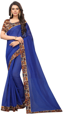 Divastri Solid/Plain Daily Wear Art Silk Saree(Blue)