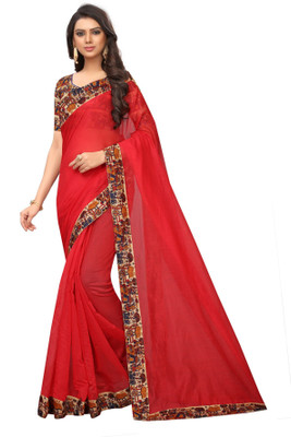 Divastri Solid/Plain Daily Wear Art Silk Saree(Red)