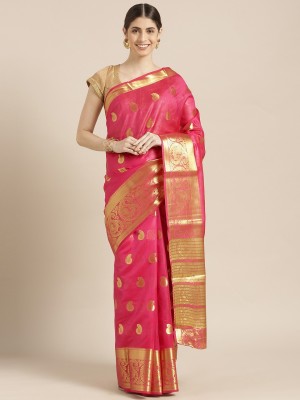 Kimisha Woven Kanjivaram Cotton Silk Saree(Pink)