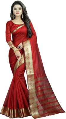 Saadhvi Printed Banarasi Silk Blend Saree(Maroon)