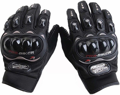 Probiker Synthetic Leather Full Finger Racing Motorcycle Riding Gloves Driving Gloves(Black)