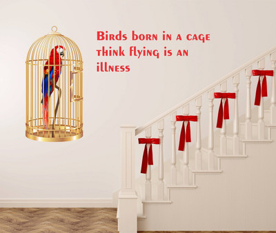 Wallzone 80 cm Birds Cages Removable Sticker(Pack of 1)