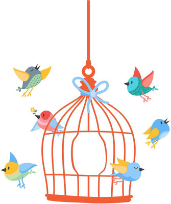 Wallzone 70 cm Birds Cages Removable Sticker(Pack of 1)