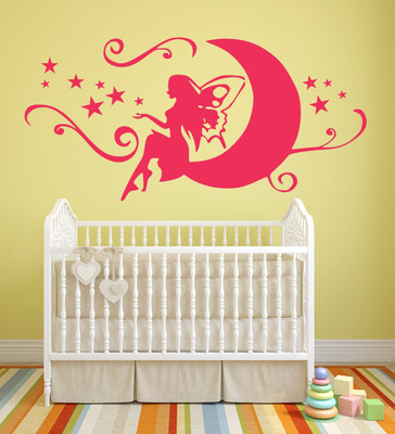 STICKER STUDIO 45 cm fairy on moon Reusable Sticker(Pack of 1)