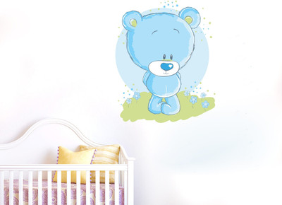 STICKER STUDIO 48 cm Blue Teddy Reusable Sticker(Pack of 1)