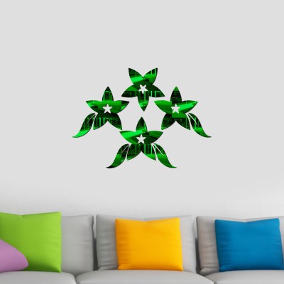 Sticker Hub 36 cm Abstract Design Acrylic 3D Mirror Wall Sticker (Green) Self Adhesive Sticker(Pack of 1)