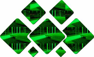SUDARSHAN DESIGNS 30 cm Abstract Design Acrylic 3D Mirror Wall Sticker (Green) Self Adhesive Sticker(Pack of 1)