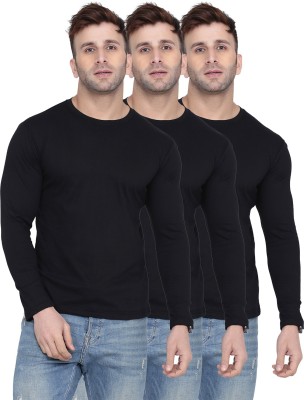 New Trends Collection Solid Men Round Neck Black T-Shirt