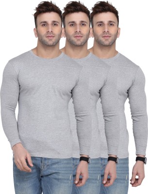 New Trends Collection Solid Men Round Neck Grey T-Shirt