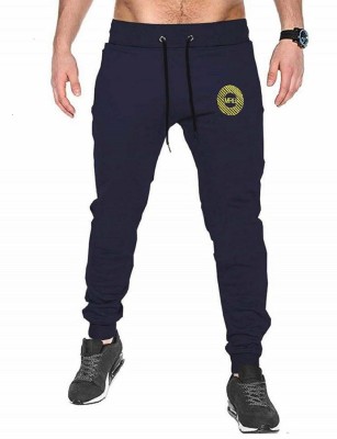 MRB Self Design Men Dark Blue Track Pants