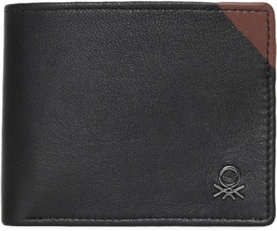 United Colors of Benetton Men Black Genuine Leather Wallet(6 Card Slots)