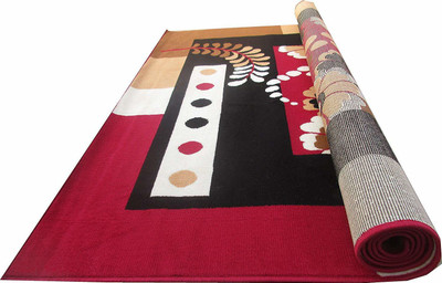 SM Handloom CARPET Red Silk Carpet(5 ft,  X 7 ft, Rectangle)