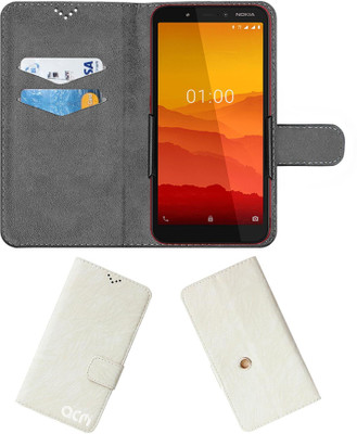 ACM Flip Cover for Nokia C1(White, Cases with Holder, Pack of: 1)