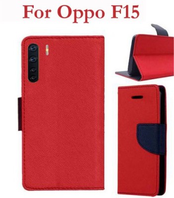 Hoverkraft Flip Cover for OPPO F15(Red, Dual Protection, Pack of: 1)