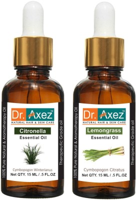 Dr. Axez Combo Mosquito Repellent Citronella Oil & Lemongrass Oil (Each 15ML) For Hair Growth, Skin care(2 Items in the set)