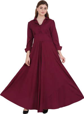 Emeros Women A-line Brown Maxi/Full Length Dress