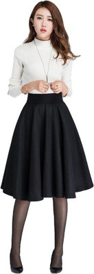GG FASHION Women Fit and Flare White, Black Below Knee Dress