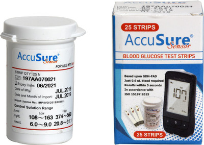 AccuSure Sensor Strip-25 25 Glucometer Strips
