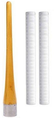 Raider Pair of 2 Cricket Bat White Grip + One Wooden Cone Chevron(White, Brown, Pack of 3)