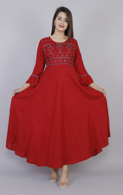 karodiwaal collection Flared/A-line Gown(Maroon)