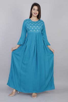 karodiwaal collection Flared/A-line Gown(Light Green)