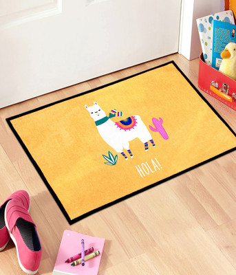 HOMEinc Polyester Door Mat(Yellow, Medium)