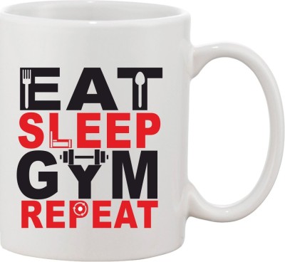 ShikharRetails CeramicMug_EatSleepGymRepeat(1pc) Ceramic Coffee Mug(300 ml)