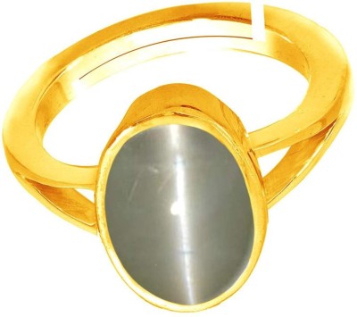 SHYAMKRIPA GEMS Carat Original Natural Certified Cat's Eye Stone Ring Oval Cut Zinc, Bronze, Copper, Brass, Metal Cat's Eye Gold Plated Ring