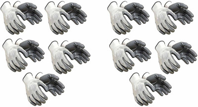 Yiking Anti Cut Hand Gloves pvc cotted 10 pair Nylon  Safety Gloves(Pack of 10)