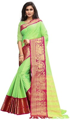 SVB Sarees Printed Bollywood Silk Blend Saree(Light Green)