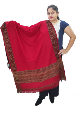 Vrinde Wool Self Design Women Shawl(Maroon)