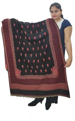 KAVIM Wool Self Design Women Shawl(Multicolor)