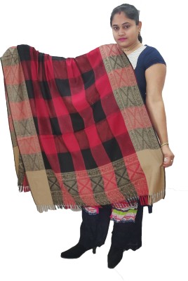 Vrinde Pashmina Checkered Women Shawl(Red)