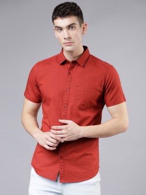 Black Coffee Men Solid Casual Red Shirt